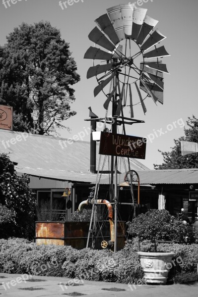 Wind Mill Farm Black And White Country Free Photos