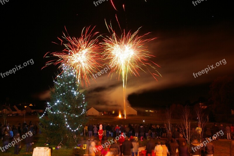 Fireworks Night Festival Christmas Fir Branch