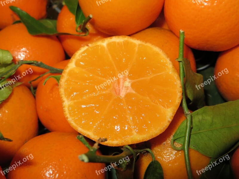 Clementines Mandarins Citrus Orange Green