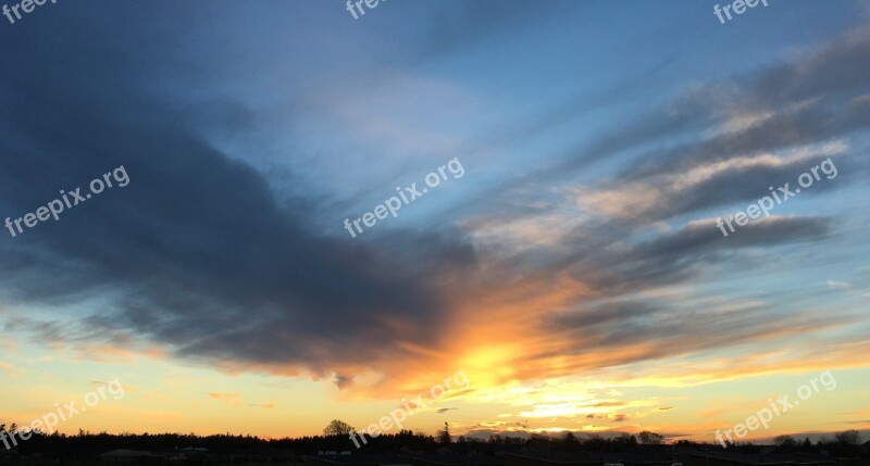 Sunset Clouds Sky Landscape Sol