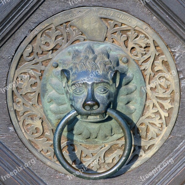 Doorknocker Old Door Handle Lion Head Metal Handle