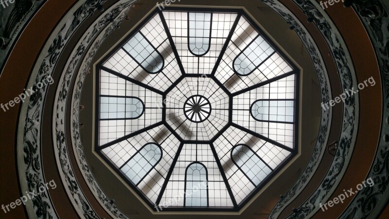 Vatican Museum Staircase Skylight Italian