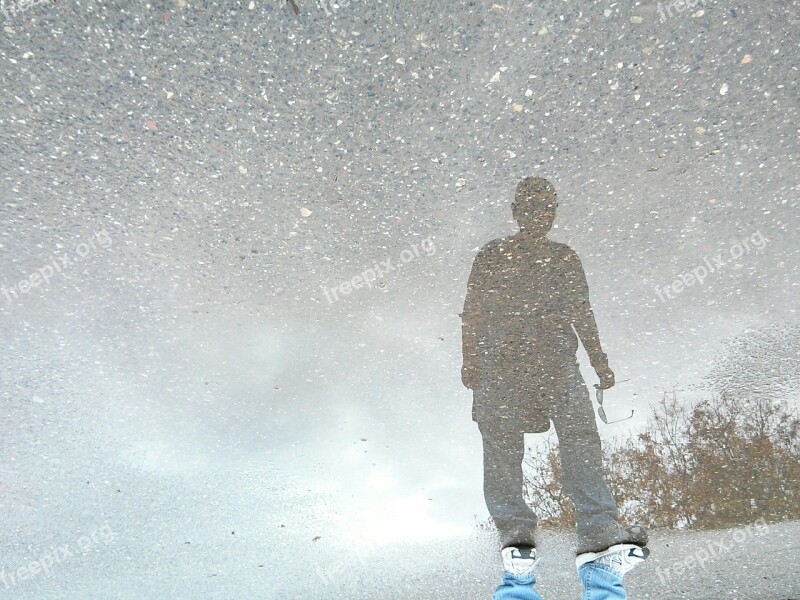 Reflection Puddle Outdoor Blue Asphalt