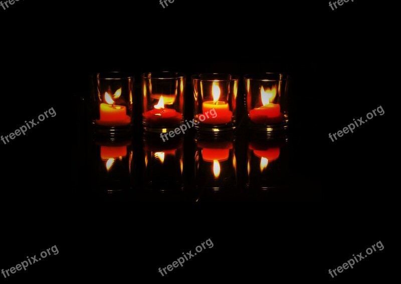 Spieglung Lights Candles Atmospheric Free Photos