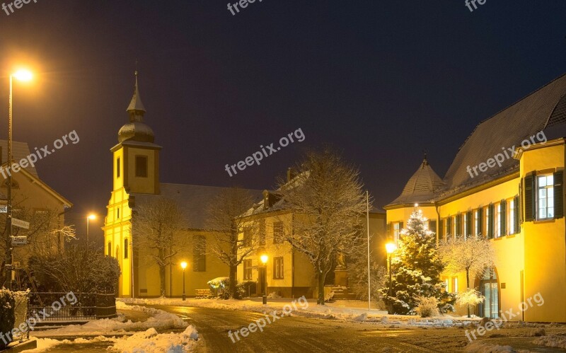 Winter Night City Hall At Night Christmas Free Photos