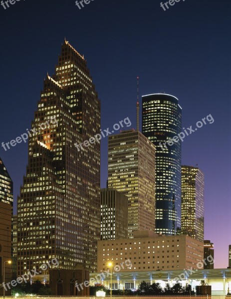 Skyline Houston Dusk Downtown Cityscape