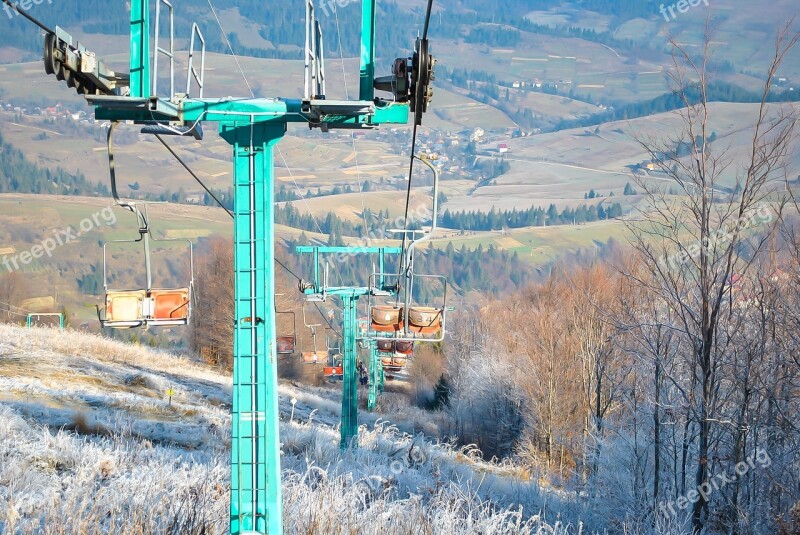 Lift Skiing Mountains The Carpathians Ukraine