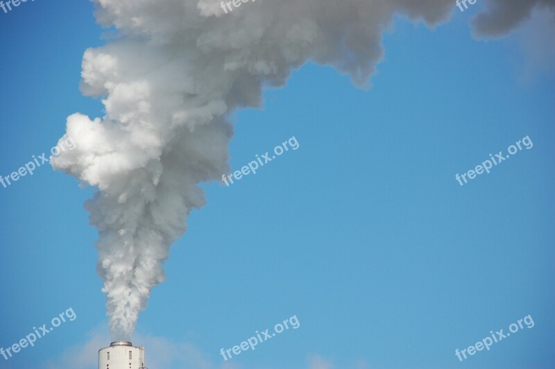 White Smoke Smoke Chimney Blue Sky Smog