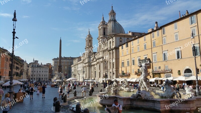 Rome Navona Italy Fountain Roman