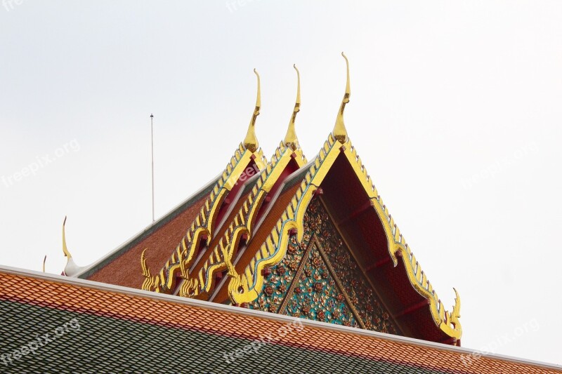 Thailand Bangkok Temple Roof Asia