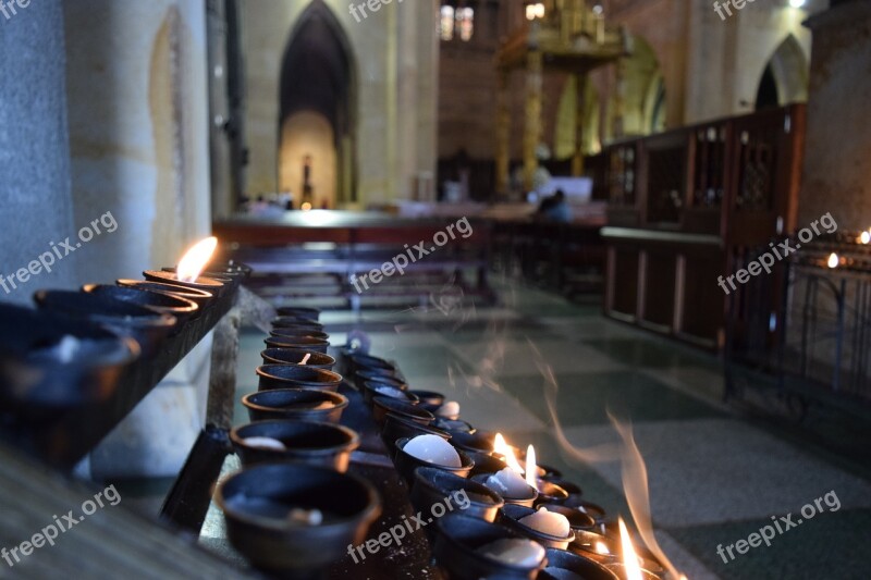 Church Candles Fire Smoke Perspective