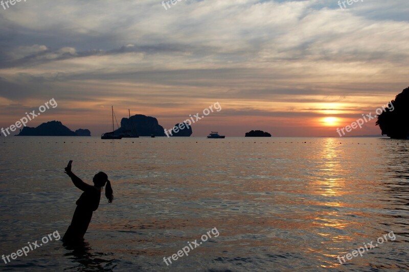 Selfie Water Sunset Evening Sun Mood