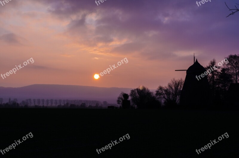 Sunset Mill Sun Windmill Evening Sun