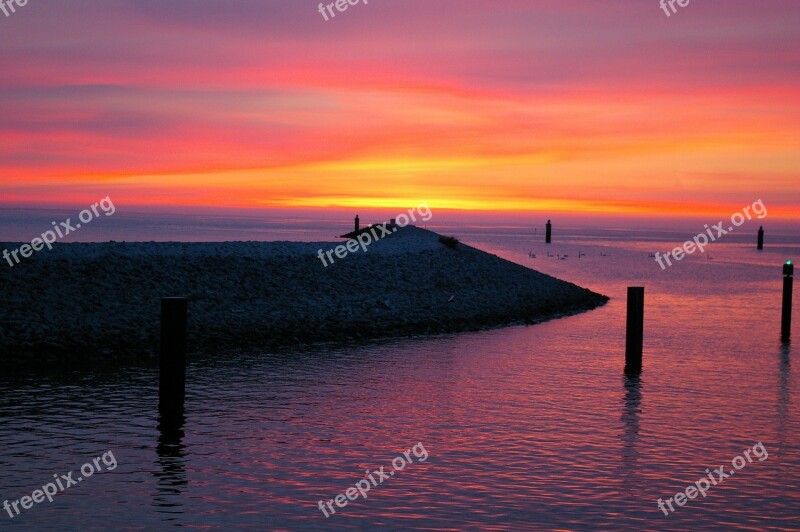 Sunset Mole Marina Sailing Boat Summer Evening