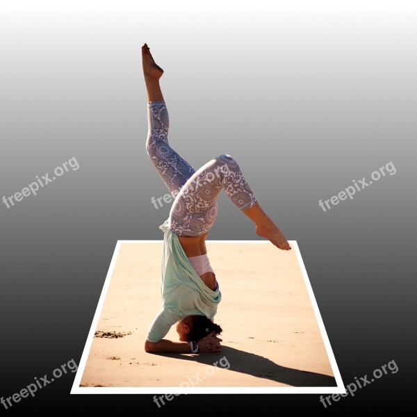 Handstand Beach Woman Sporty Limber