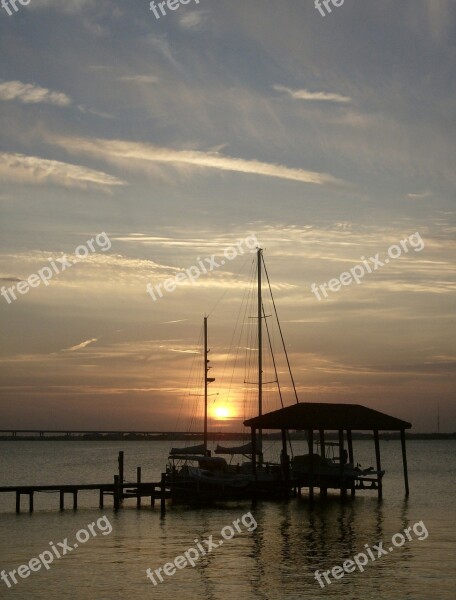 Sunset Evening Florida Sunset View Boat On A River