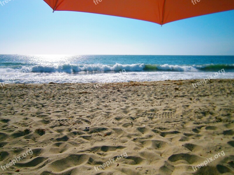 Beach Parasol Sand Sea Losangeles