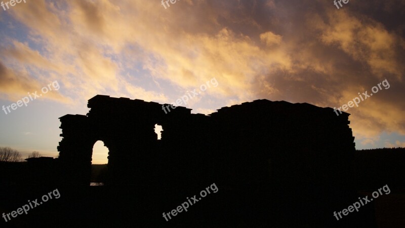 Silhouette Church Old Christianity Clouds