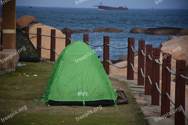 Tent Sea View Early In The Morning Free Photos