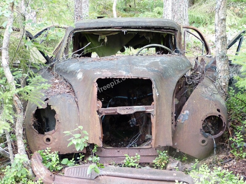 Car Cemetery Småland Nature Landscape Rest