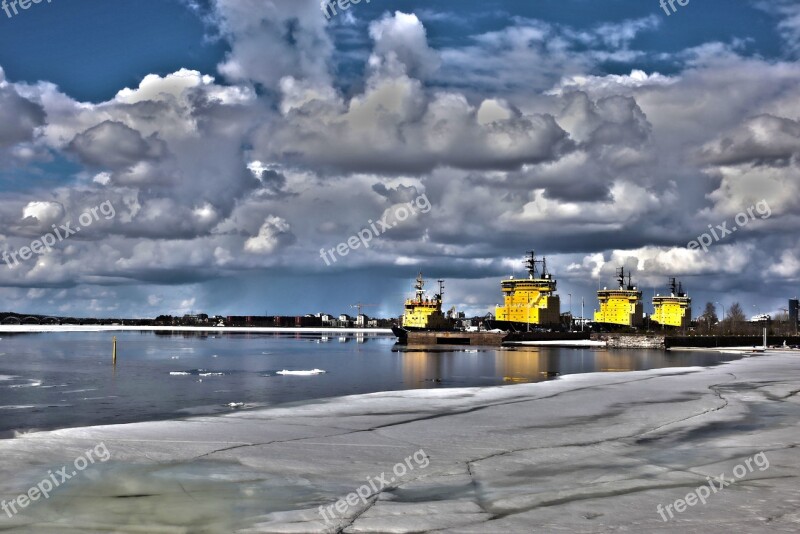 Icebreaker Himmel Port Ships Spring