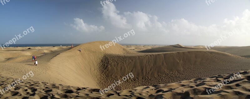 Sand Dunes Gran Canaria Canary Islands Panorama Dunes