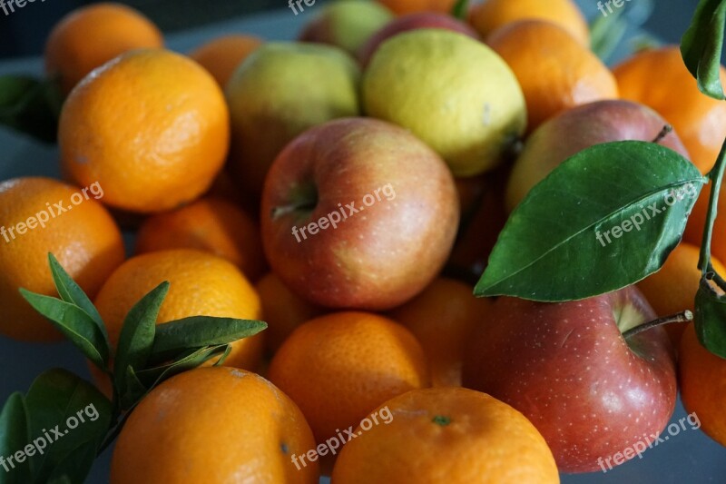 Apple Fruit Colorful Eat Leaf