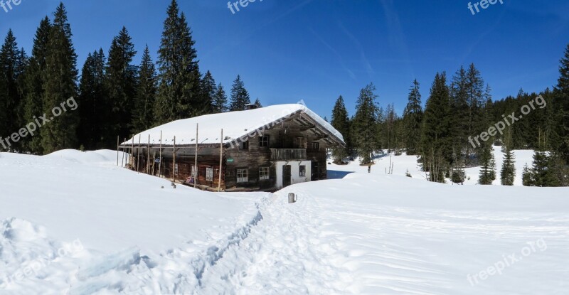 Winter Snow Hut Wintry Nature