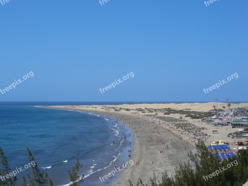 Maspalomas Beach Dunes Sea Canary Islands