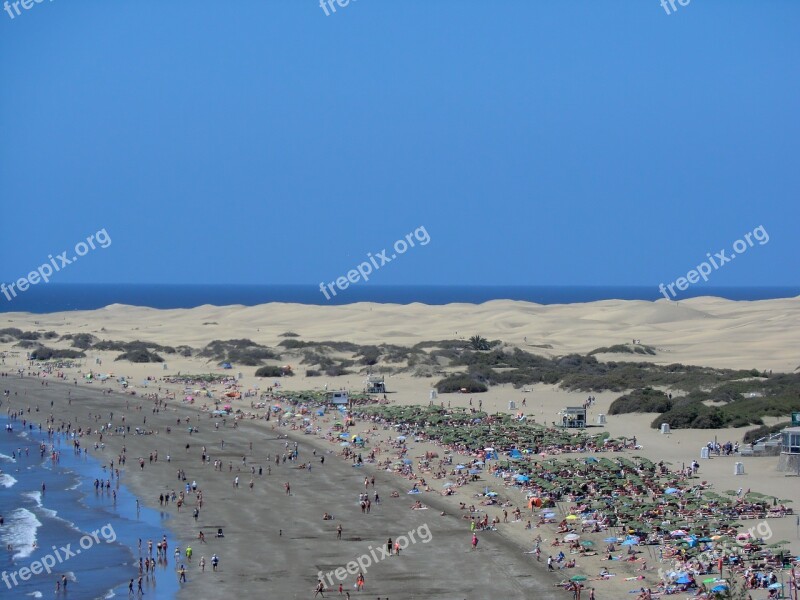 Maspalomas Beach Dunes Sea Canary Islands