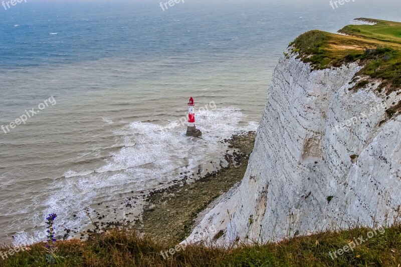 Beachy Head England Rocks Lighthouse Free Photos