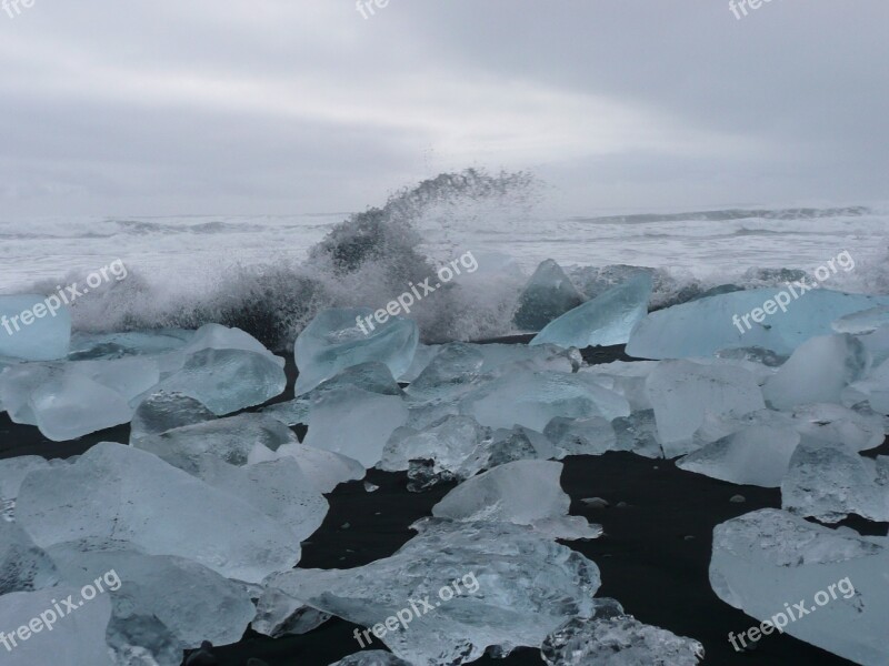 Iceland Glacial Ice Jokulsarlon Sea Spray