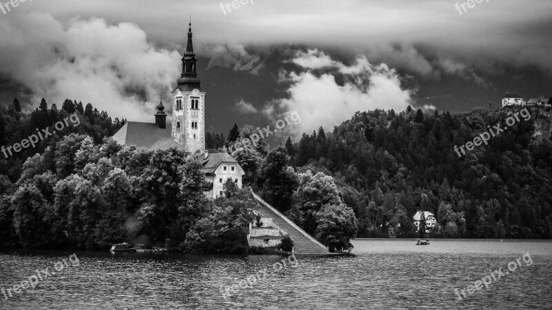 Church Building Black And White Clouds Building Church