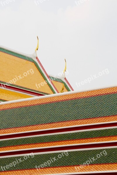 Thailand Bangkok Temple Roof Asia