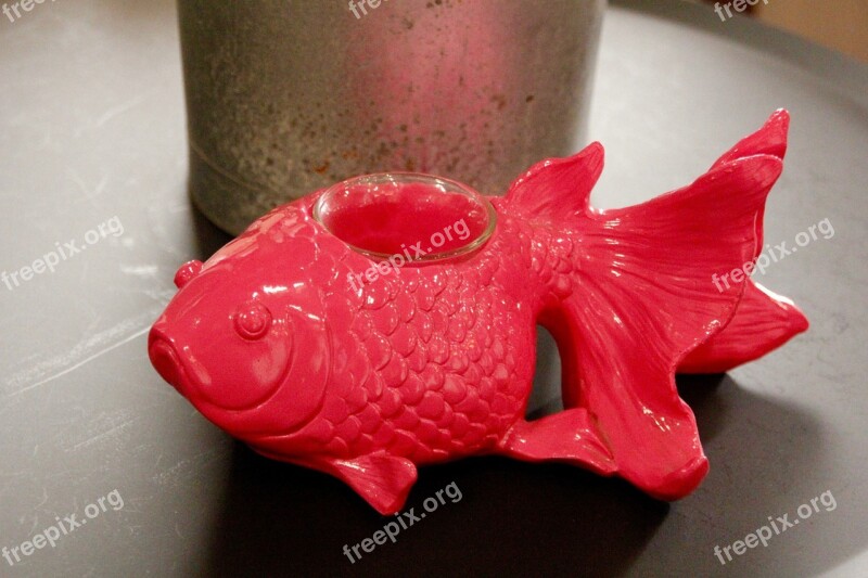 Goldfish Pink Candle Holders Decoration Deco