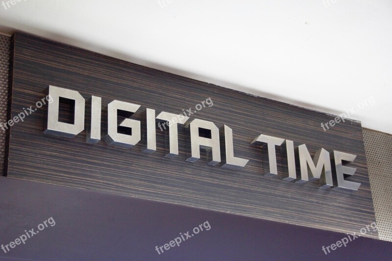 Digital Time Lettering Signs Shop Silver