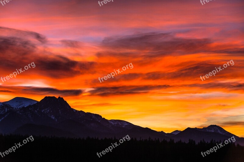 Tatry Poland Sunset Giewont Mountains