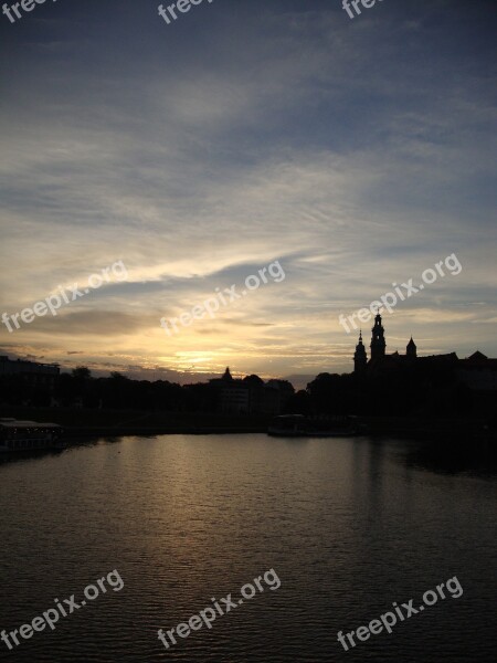 Kraków Poland Sunrise Water Wisla