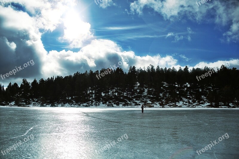 Lake Ice Ice Cream Blue Landscape