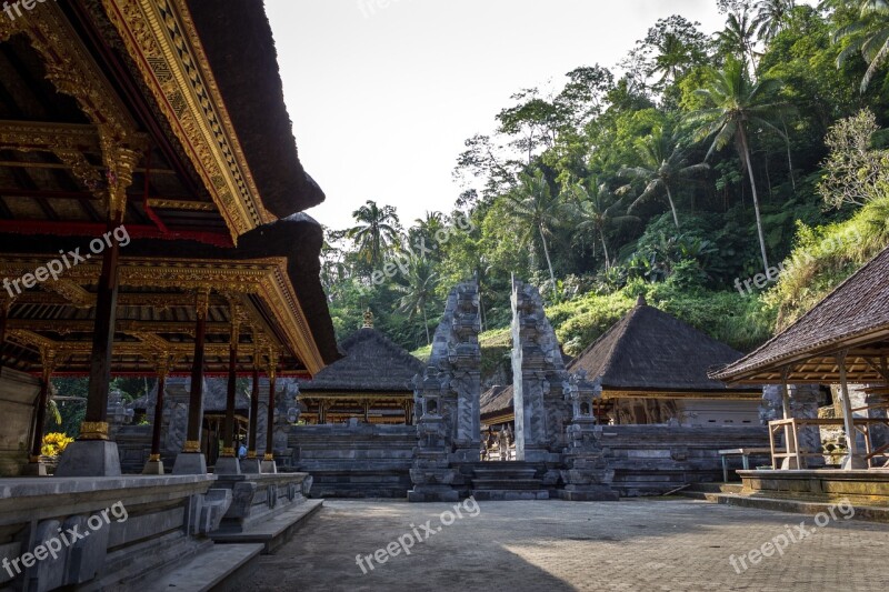 Temple Huts Palm Trees Building Cabin