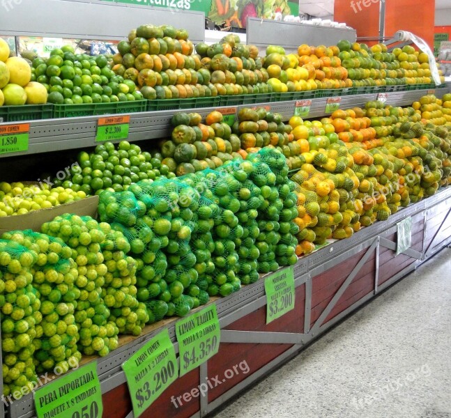 Supermarket Shelves Fruits Fruit Colorful