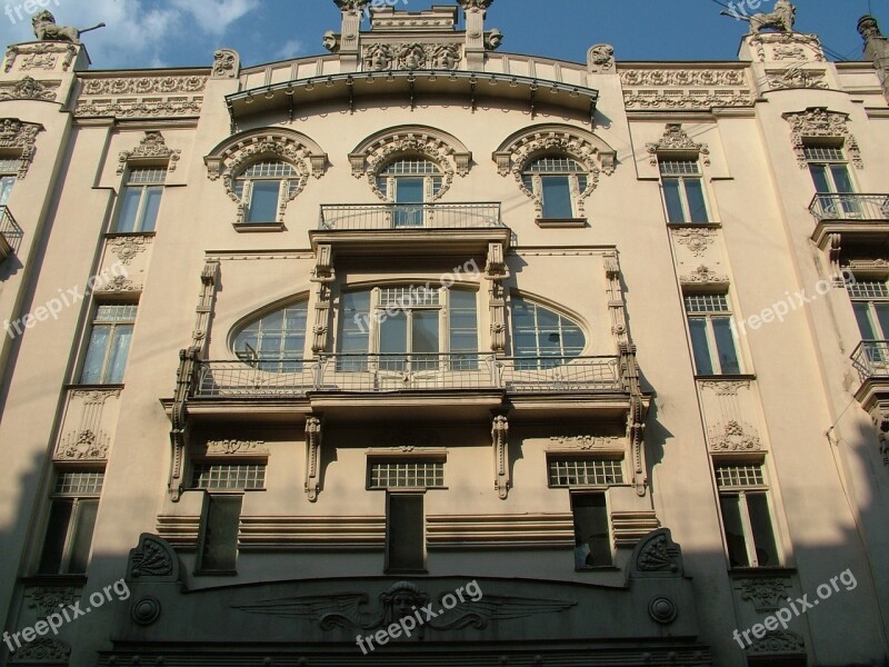 Latvia Riga Art Nouveau Building Free Photos