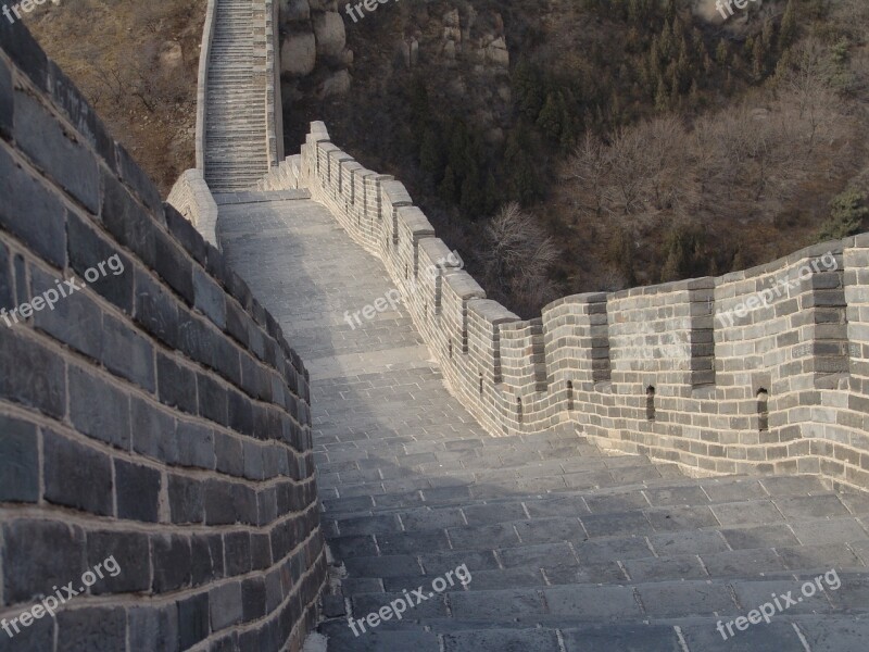 China Wall Beijing Great Wall Of China Asia