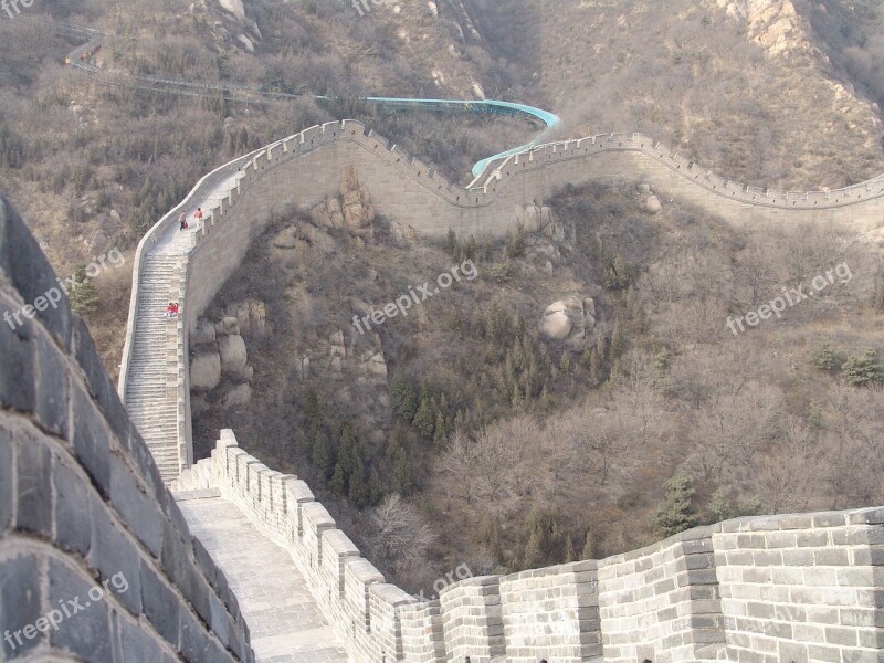 China Wall Beijing Great Wall Of China Asia