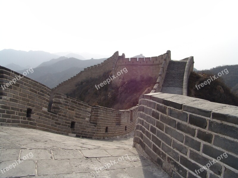 China Wall Beijing Great Wall Of China Asia