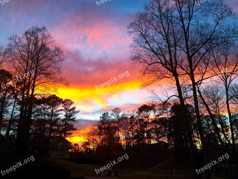 Sunset Dusk Colorful Scenic Sunrise Landscape