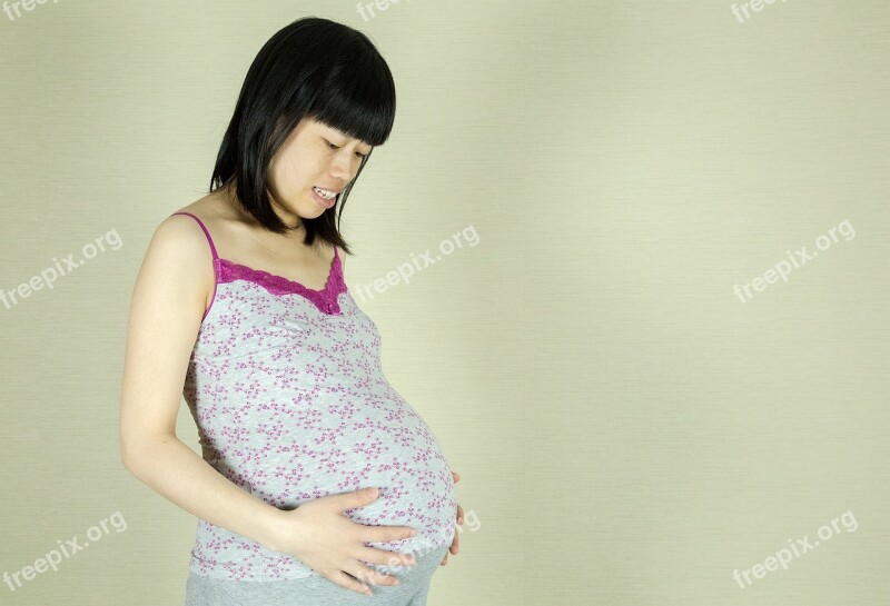 Woman Pregnant Asian Chinese Pregnant Woman