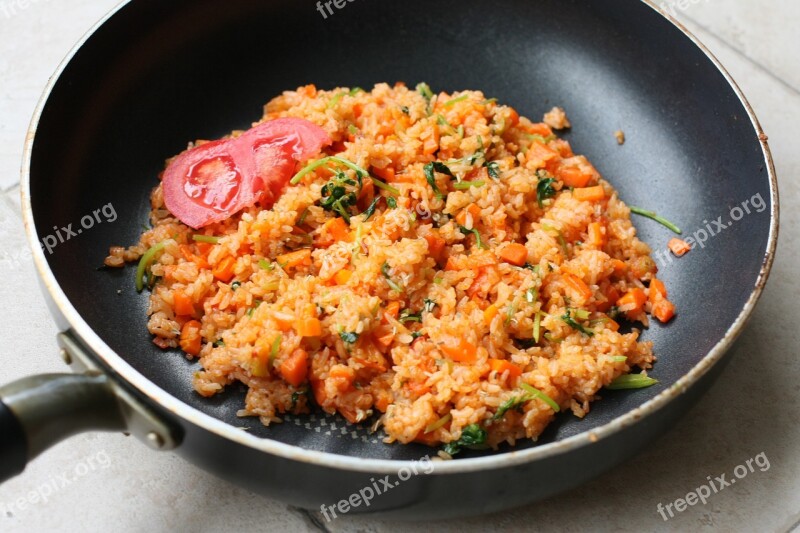 Fried Rice Tomato Wok Cooking Rice