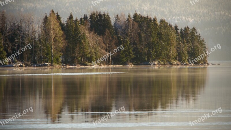 Lake Landscape Reflections Trees Autumn