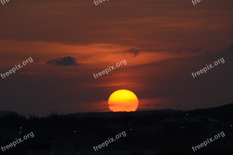 Sunset Big Mountain Curacao Free Photos